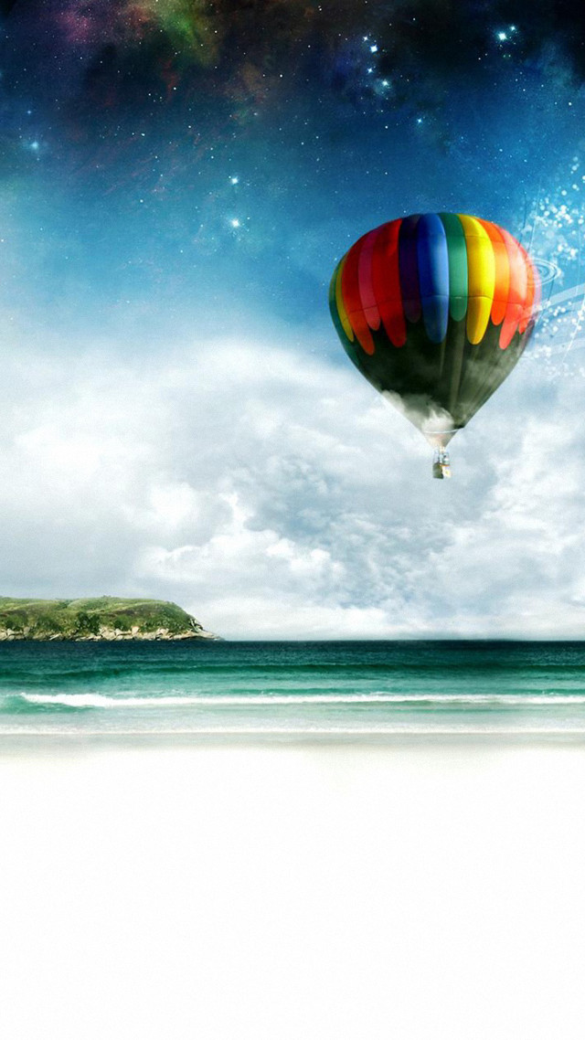 Rainbow balloon beach night sky free wallpaper for mobile - medium preview image