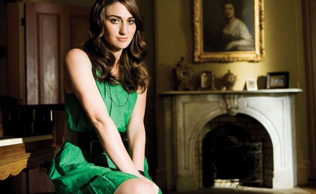 Woman green dress piano fireplace free wallpaper for desktop - medium preview image