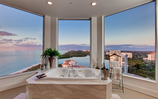 Large bathroom large tub ocean free wallpaper for desktop - medium preview image