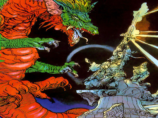 Dragon attacking demon rock formation free wallpaper for desktop - medium preview image