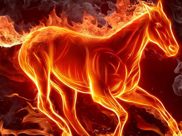 Horse running fire field flames #7 free wallpaper for desktop - medium preview image