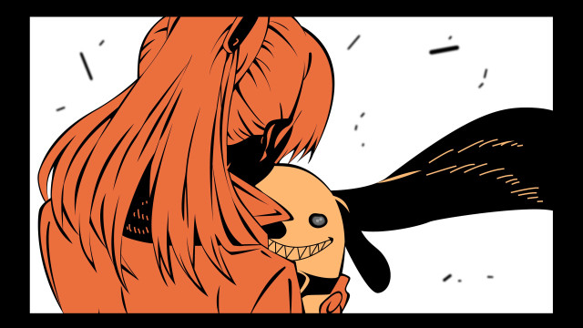 Woman holding doll clock drawing free wallpaper for desktop - medium preview image