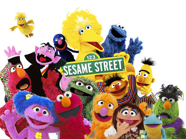 Sesame street characters group sign free wallpaper for desktop - medium preview image