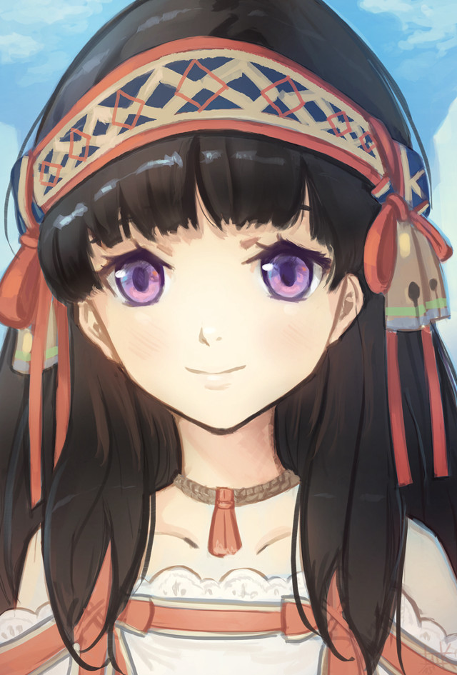 Girl black hair hat red free wallpaper for mobile - medium preview image