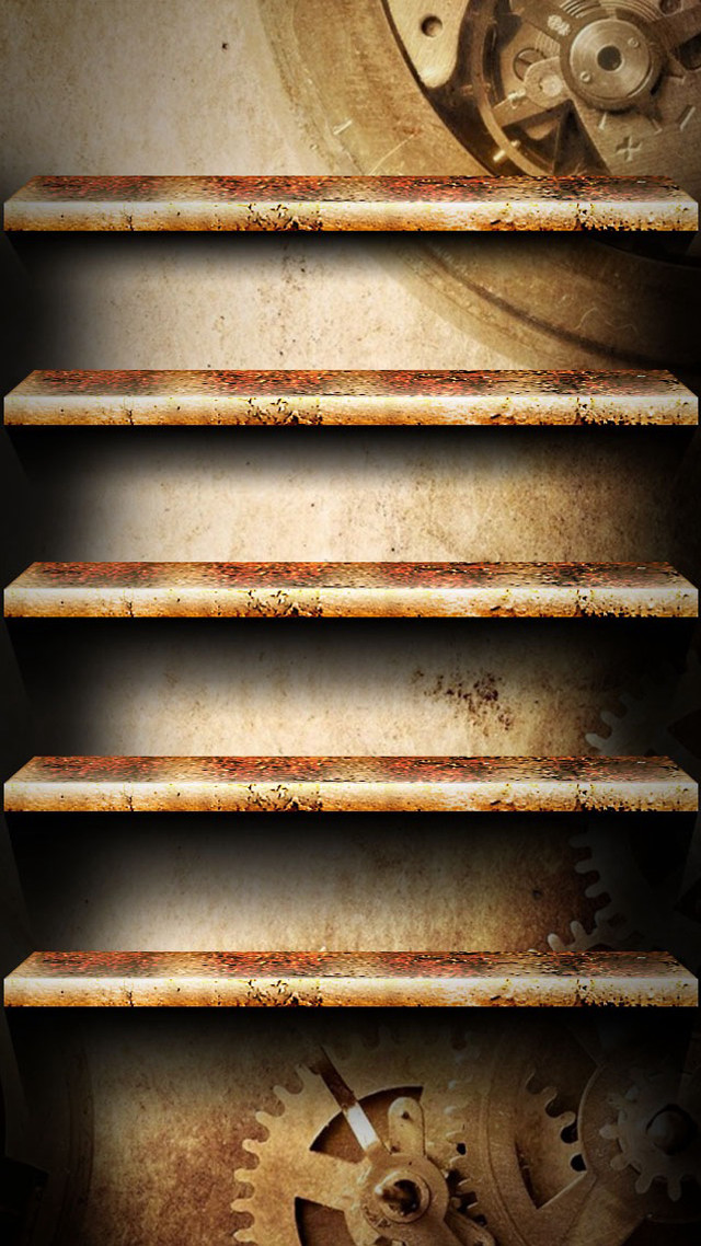 Rusty metal shelves gears clock free wallpaper for mobile - medium preview image