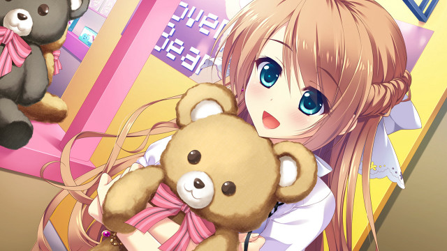 Girl holding teddy bear wall free wallpaper for desktop - medium preview image