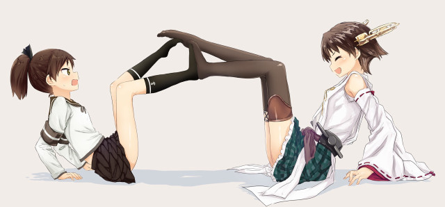 Anime girls sitting crossed legs #2 free wallpaper for desktop - medium preview image