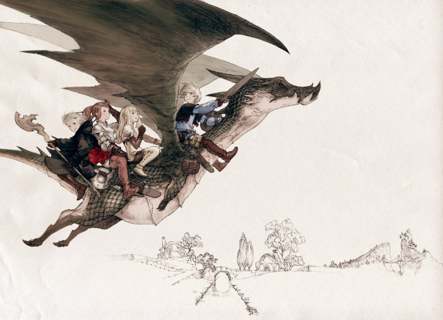 Group people riding dragon man free wallpaper for desktop - medium preview image