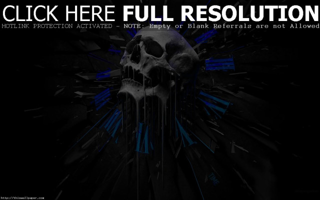 Skull black background blue lines free wallpaper for desktop - medium preview image