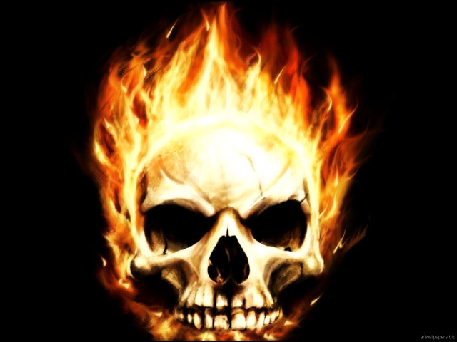 Skull flame dark background image free wallpaper for desktop - medium preview image
