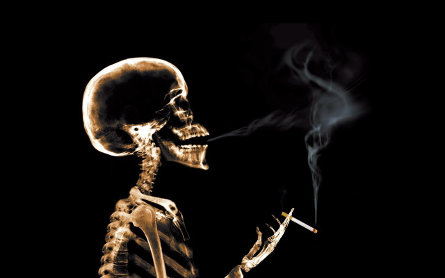 Skeleton smoking cigarette dark night free wallpaper for desktop - medium preview image