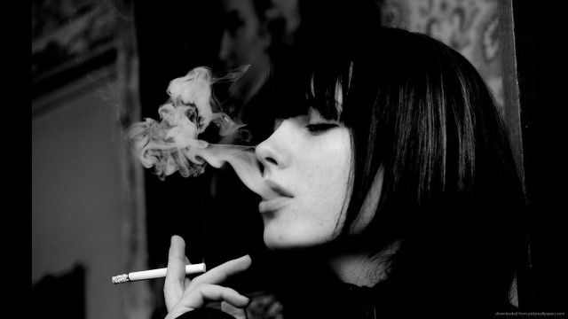 Woman smoking blackwhite man background free wallpaper for desktop - medium preview image