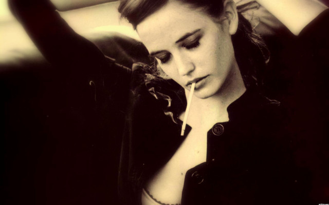 Woman hands head cigarette mouth free wallpaper for desktop - medium preview image