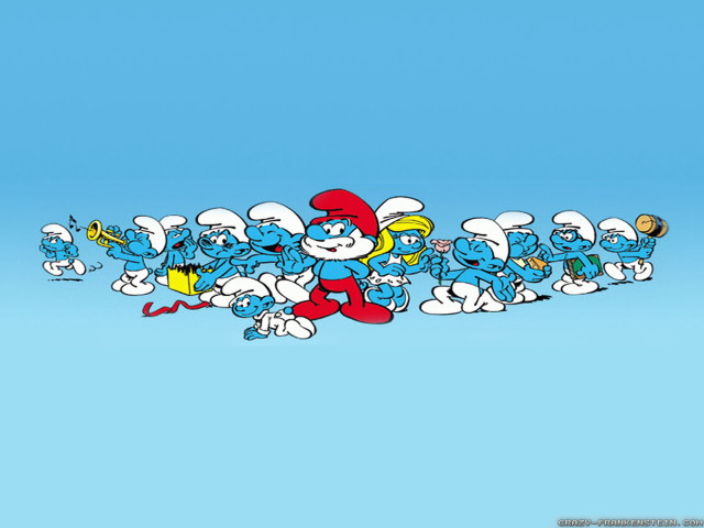 Cartoon characters running line blue free wallpaper for desktop - medium preview image