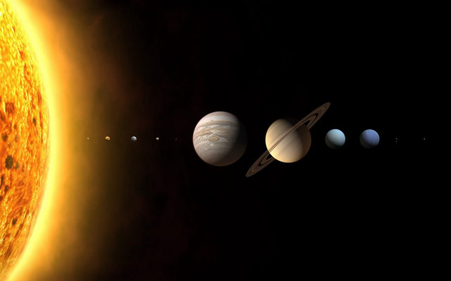 Solar system four planets sun free wallpaper for desktop - medium preview image