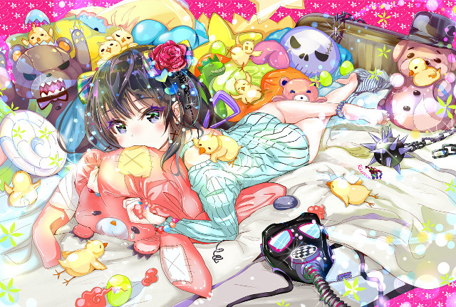 Girl stuffed animals anime blush free wallpaper for desktop - medium preview image