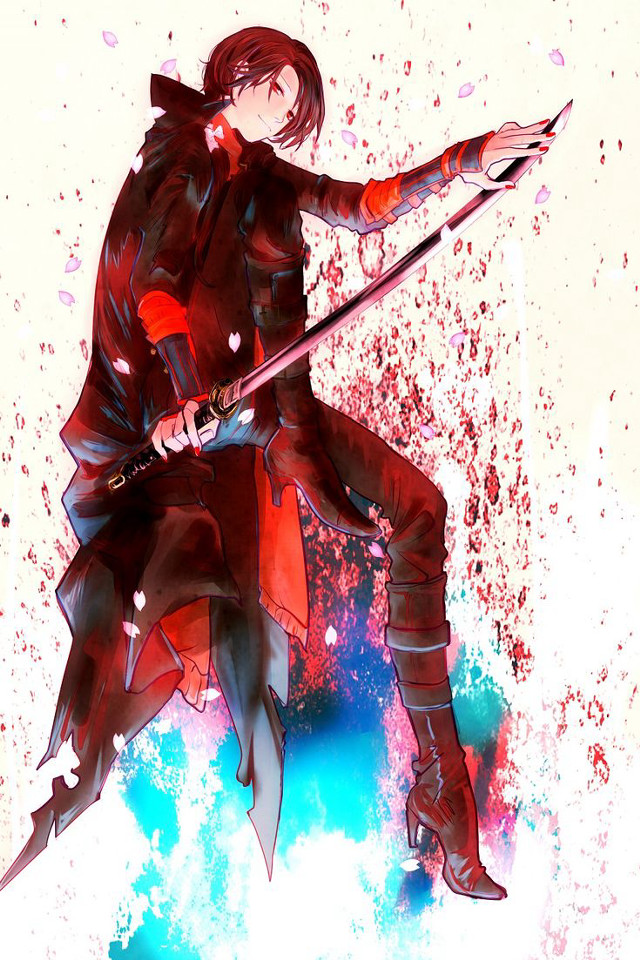 Man sword paint splash ground free wallpaper for mobile - medium preview image