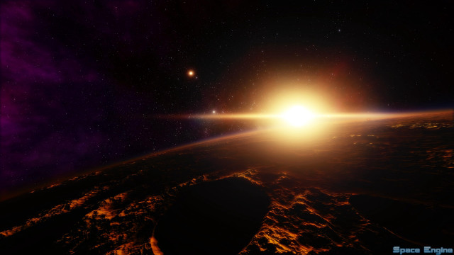 Bright sun earth horizon stars free wallpaper for desktop - medium preview image