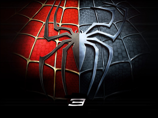 Spiderman logo red black silver free wallpaper for desktop - medium preview image