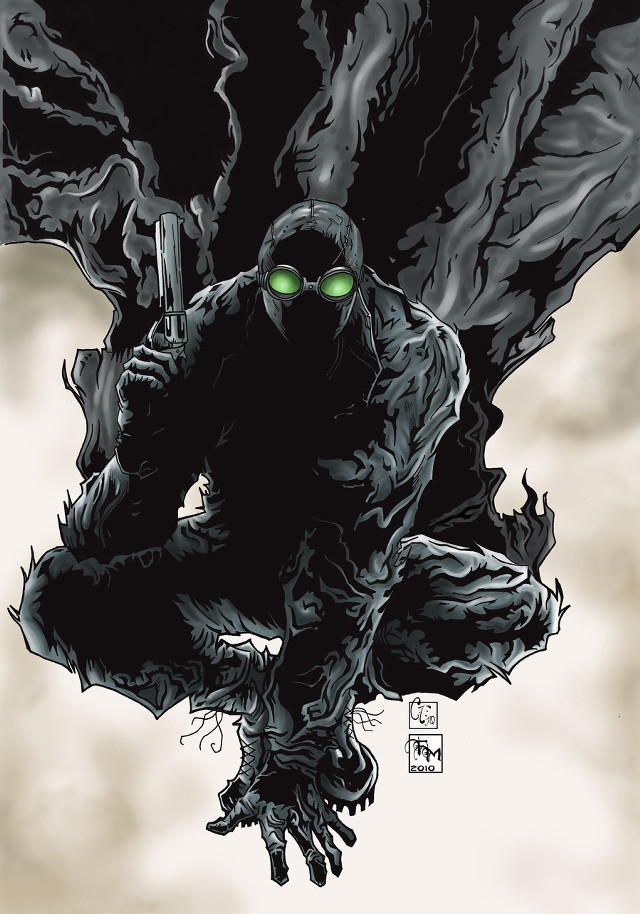 Creature green eyes gun drawing free wallpaper for mobile - medium preview image