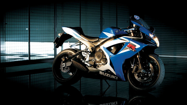 Blue white motorcycle dark room #3 free wallpaper for desktop - medium preview image