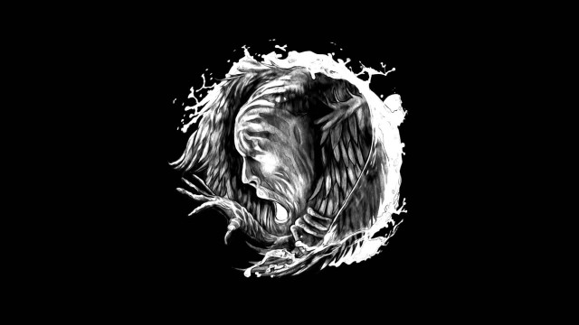 Lion black white mouth open free wallpaper for desktop - medium preview image