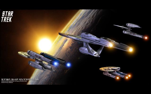 Star trek ships flying planet free wallpaper for desktop - medium preview image