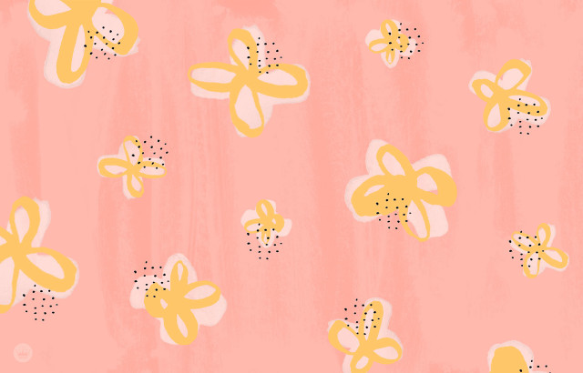 Pink yellow wallpaper flowers dots free wallpaper for desktop - medium preview image