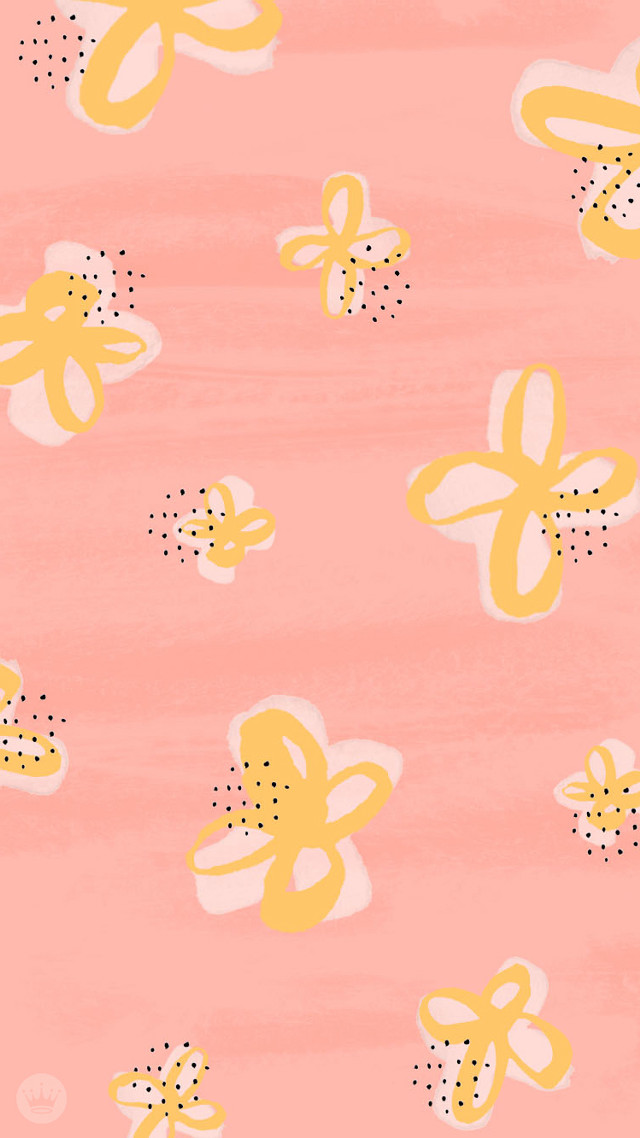 Pink background yellow white flowers free wallpaper for mobile - medium preview image