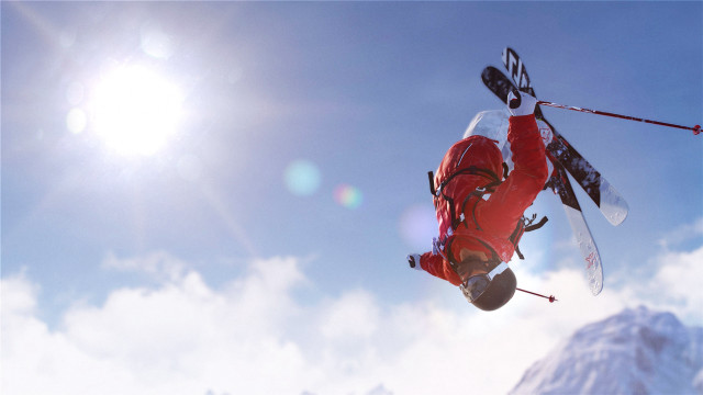 Skier jumping in air snow free wallpaper for desktop - medium preview image