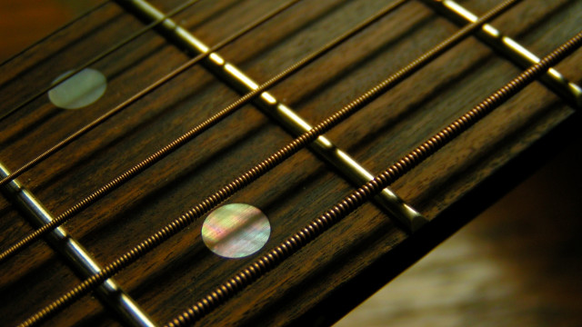 Guitar neck closeup blurry frets #2 free wallpaper for desktop - medium preview image
