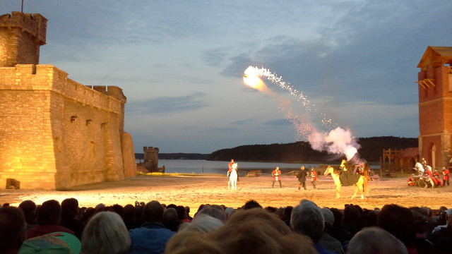 Group watching show firework castle free wallpaper for desktop - medium preview image