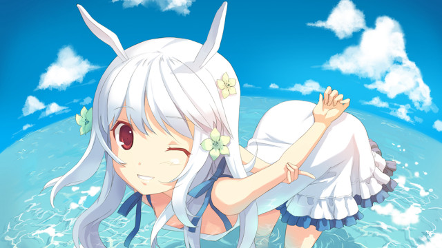 Girl white dress floating water free wallpaper for desktop - medium preview image