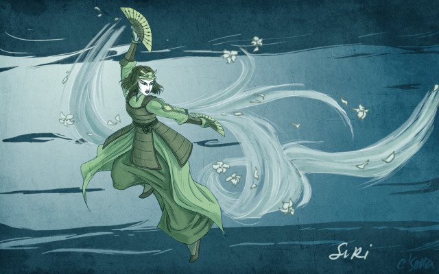 Woman dancing water green dress free wallpaper for desktop - medium preview image