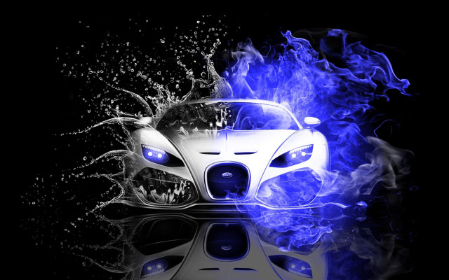 Car blue flames dark background #2 free wallpaper for desktop - medium preview image