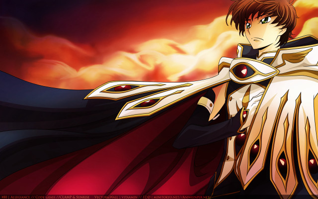 Red cape sword brown hair free wallpaper for desktop - medium preview image