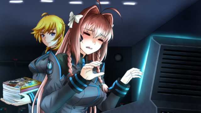 Anime characters room computer screen free wallpaper for desktop - medium preview image