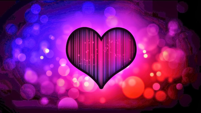 Heart bokeh neon hologram balloons free wallpaper for desktop - medium preview image