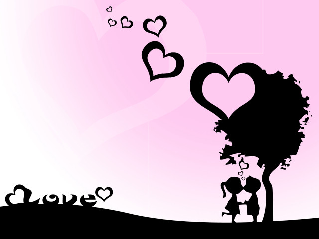Couple tree hearts pink background free wallpaper for desktop - medium preview image