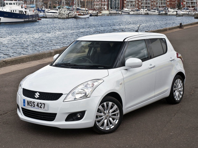 White suzuki swift parked road free wallpaper for desktop - medium preview image