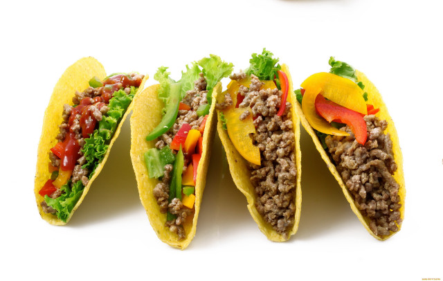 Three tacos meat lettuce peppers free wallpaper for desktop - medium preview image