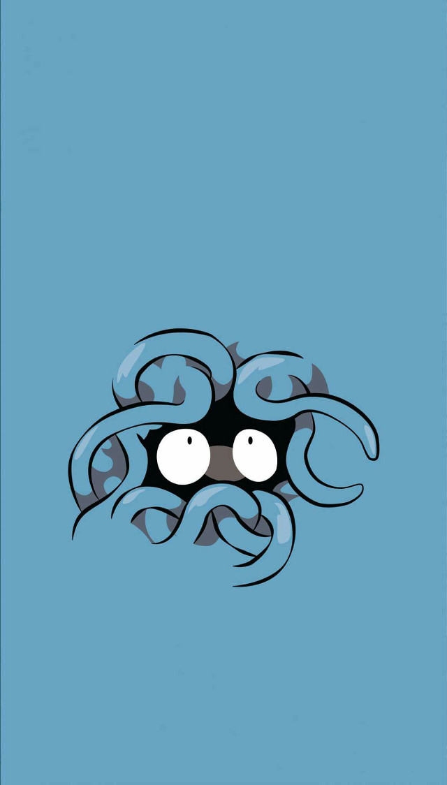 Cartoon character blue background octopus free wallpaper for mobile - medium preview image