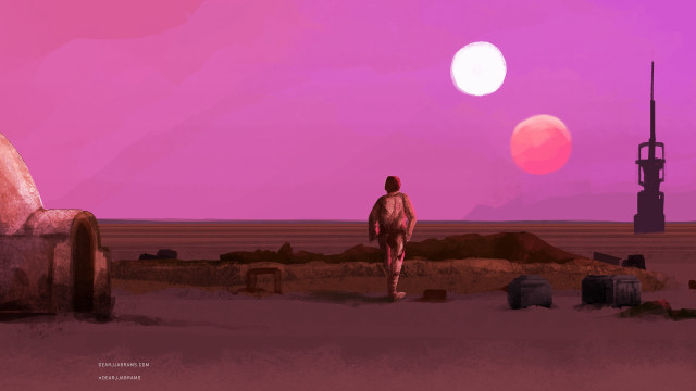Desert man moonlight purple sky free wallpaper for desktop - medium preview image