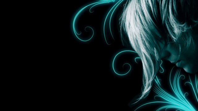 Woman blue background black background free wallpaper for desktop - medium preview image