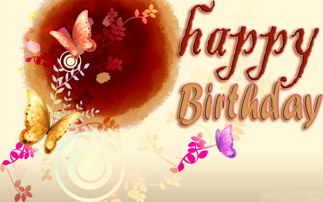 Happy birthday card butterflies flowers free wallpaper for desktop - medium preview image