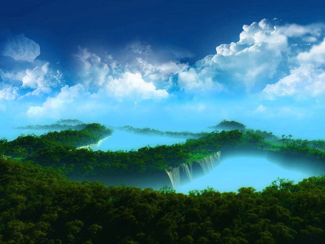 Landscape lake trees blue sky free wallpaper for desktop - medium preview image