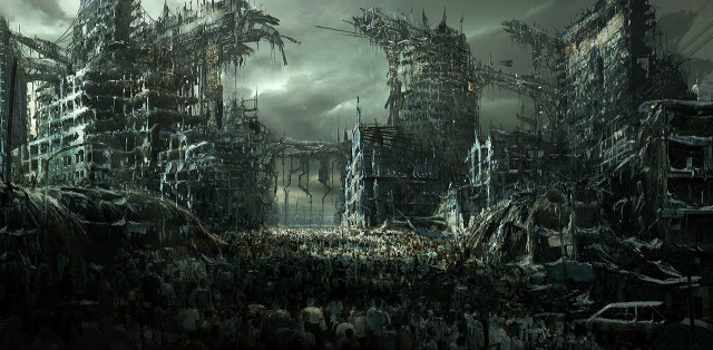 City night tall buildings crowd free wallpaper for desktop - medium preview image