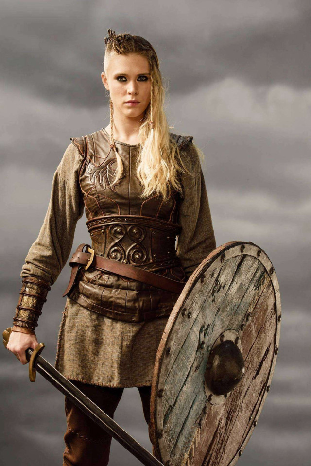 Woman brown outfit sword shield free wallpaper for mobile - medium preview image