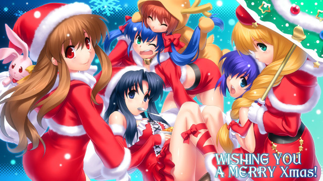Girls christmas costumes merry message free wallpaper for desktop - medium preview image