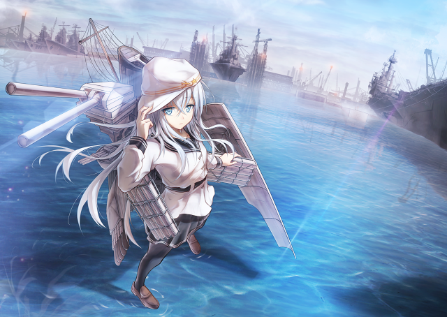 Woman white outfit sword boat free wallpaper for desktop - medium preview image